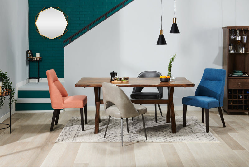 Gabi Dining Chair with Linen-Look Fabric - Blue