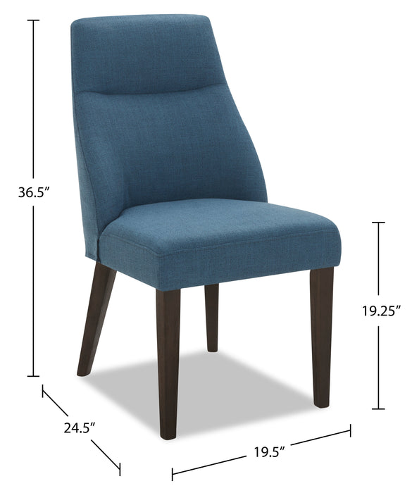 Gabi Dining Chair with Linen-Look Fabric - Blue