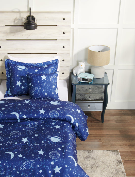 Galaxy 3-Piece Twin Comforter Set - Blue