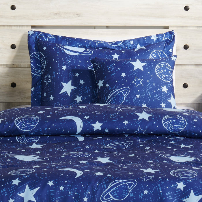 Galaxy 3-Piece Twin Comforter Set - Blue