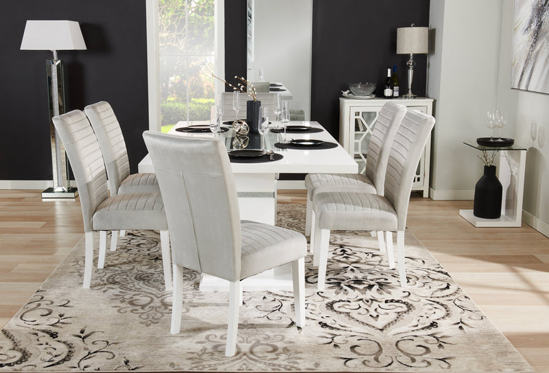 Garbo Dining Chair with Velvet Fabric, Wood - Grey