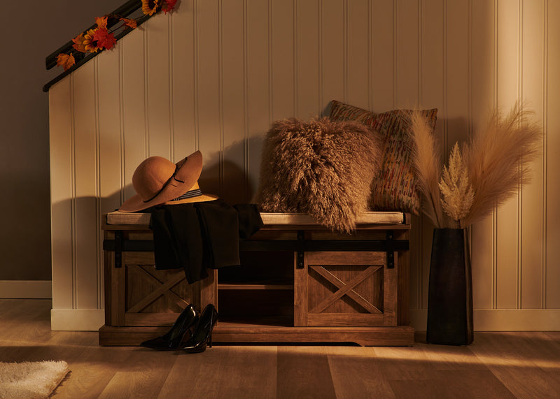 Gavin 47.25\" Bench with Shoe Storage - Hazelnut