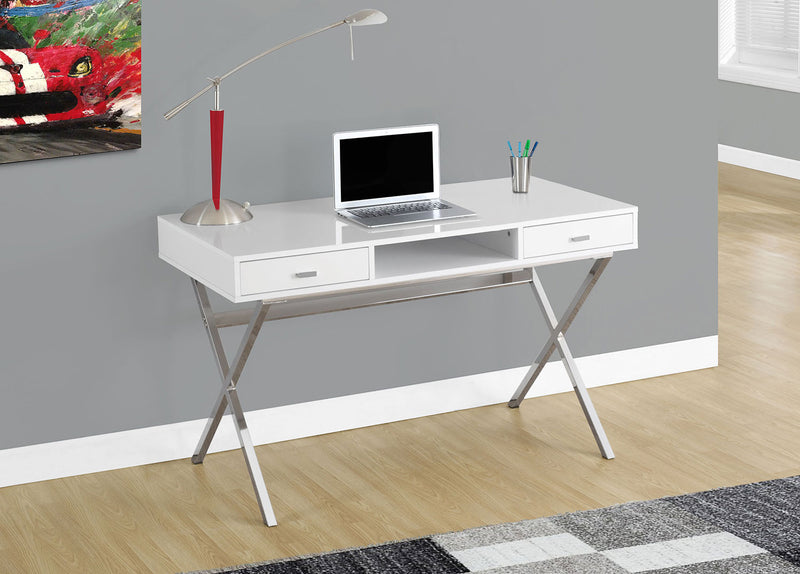 Catonia 47\" Computer Office Desk with 2-Drawers - Glossy White