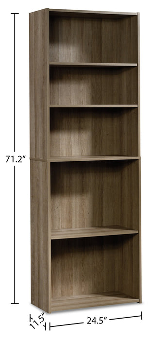 Grady 24.5\" 5-Shelf Bookcase - Summer Oak 