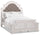 ["Grace Panel Bed with Headboard & Frame, Wooden, Fabric, Antique White - Queen Size"]