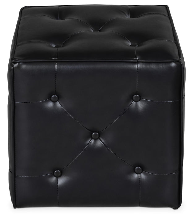 Talbott 17.5\" Cube Ottoman - Black Faux Leather