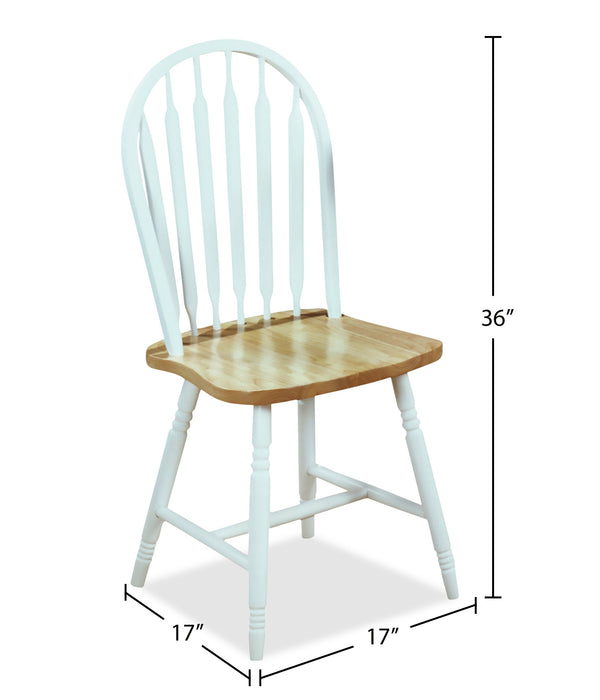 Hana Dining Chair, Wood, Slat-Back - Two Tone White & Natural