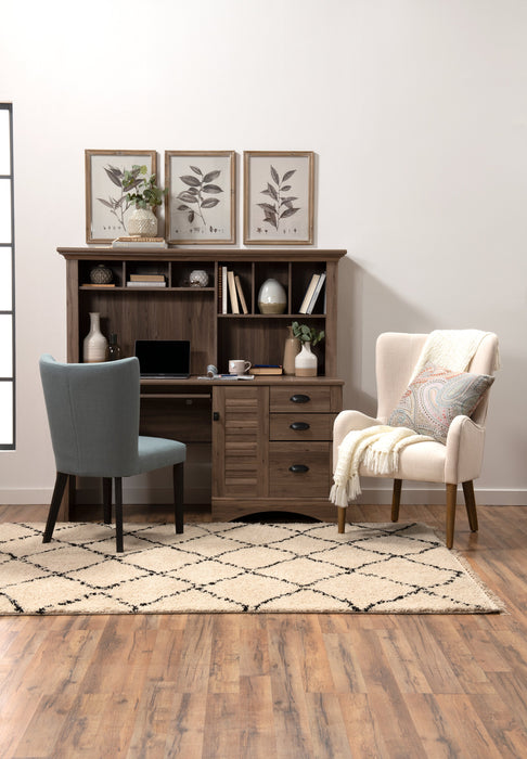Harbor View 62.25\" Office Desk with Hutch – Salt Oak