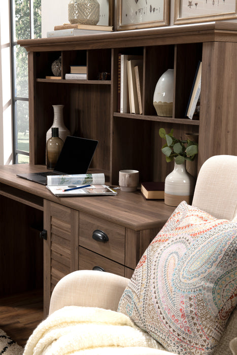 Harbor View 62.25\" Office Desk with Hutch – Salt Oak