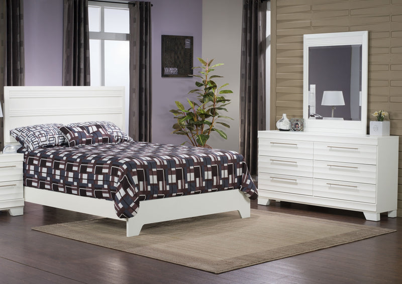 Olivia 5pc Bedroom Set with Bed, Dresser & Mirror, Made in Canada, White - Queen Size