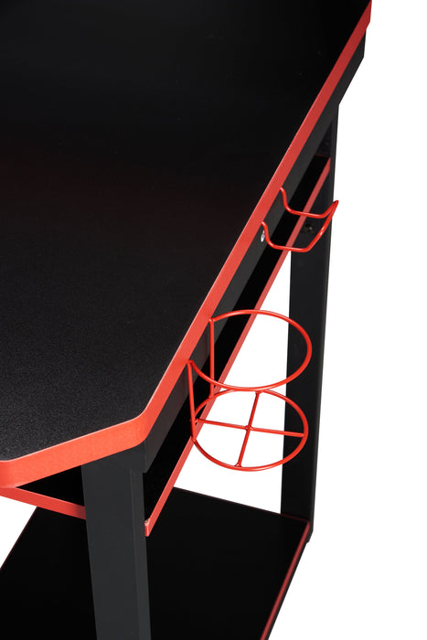 Herman 50\" Gaming Office Desk - Black with Red Trim
