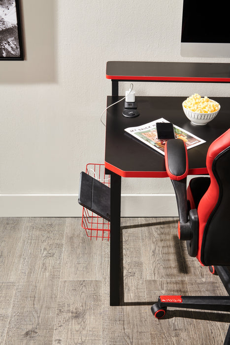 Herman 50\" Gaming Office Desk - Black with Red Trim