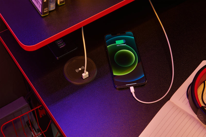 Herman 50\" Gaming Office Desk - Black with Red Trim