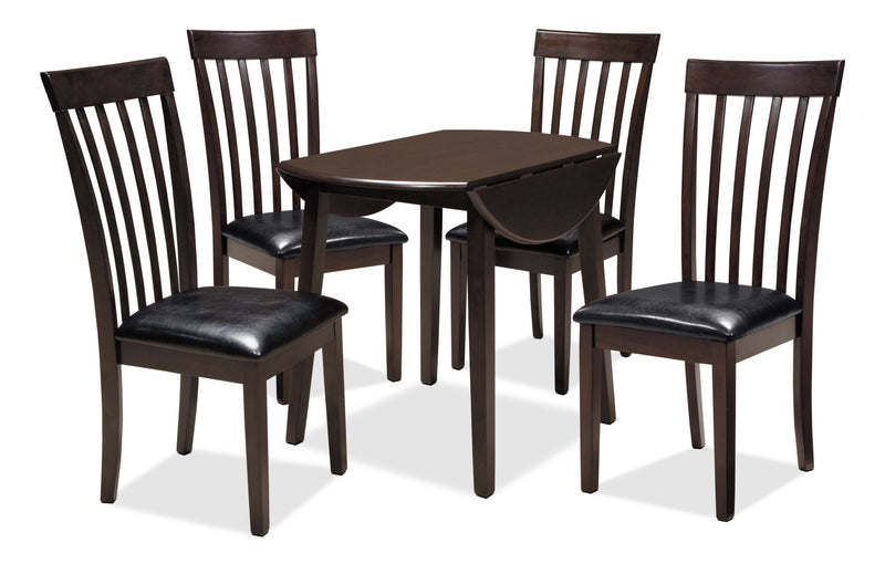 Hammis 3pc Drop-Leaf Dining Set with Table & 2 Chairs, 36\"W Round - Brown