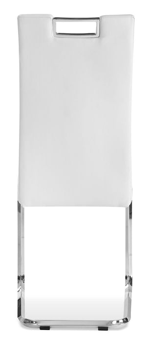 Tuxedo Dining Chair with Vegan-Leather Fabric, Metal - White