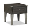 Hilla  22.38\" Industrial End Table with Storage - Dark Brown Wood with Metal Legs