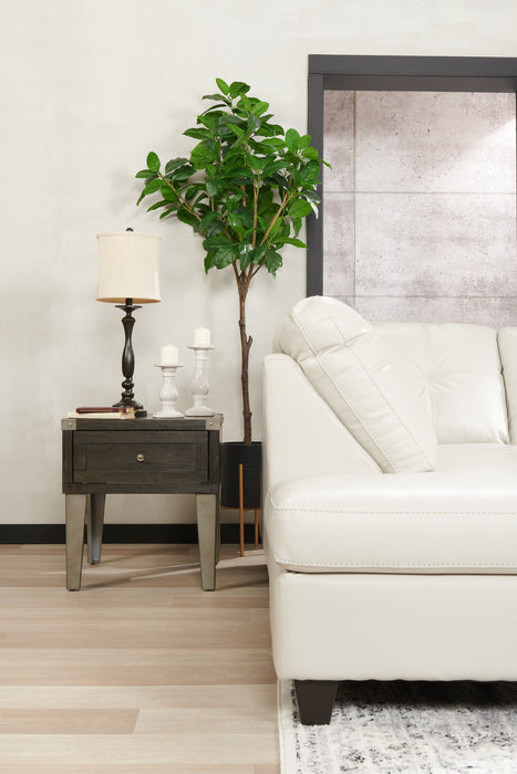 Hilla  22.38\" Industrial End Table with Storage - Dark Brown Wood with Metal Legs