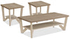 Arika 47.5\" Modern 3-Pack Coffee + 2 End Tables with Shelf - Ivory 