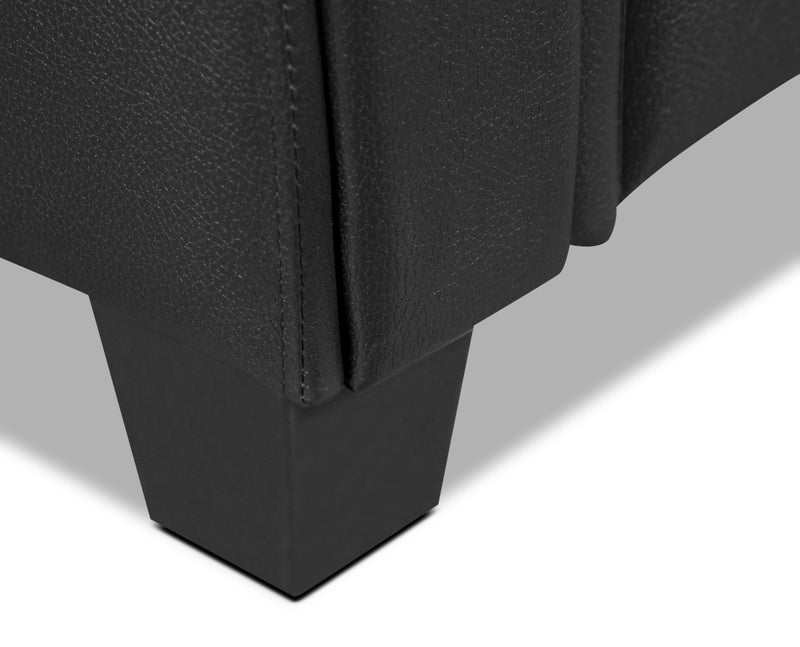 Andi 40\" Leather-Look Fabric Sofa with Button Tufting - Black