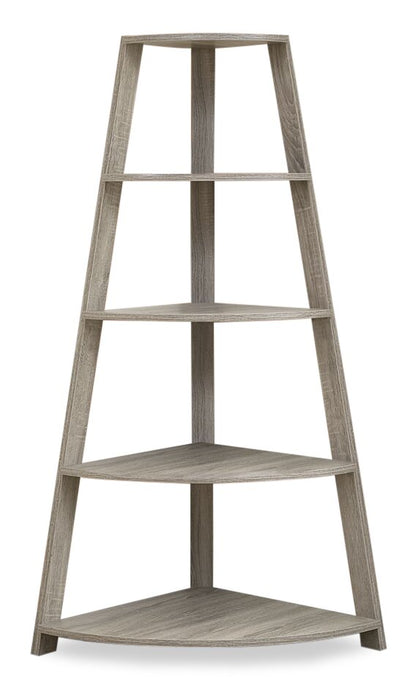 Ana 24\" Corner Bookcase with 4 Open Shelves - Dark Taupe