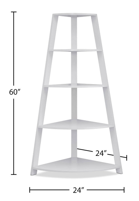 Ana 24\" Corner Bookcase with 4 Open Shelves - White