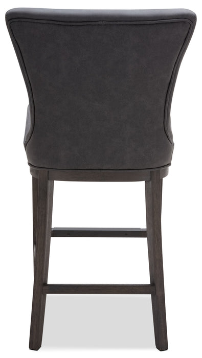 Quinn Counter-Height Stool with Vegan Leather Fabric - Grey