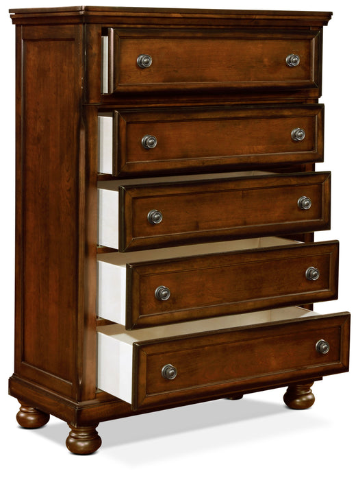 Chelsea Bedroom Chest of Drawers, 5-Drawer, 38\"W x 52\"H - Cherry Brown