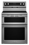 KitchenAid 6.7 Cu. Ft. Electric Range with Self-Clean and Double Oven - Stainless Steel - YKFED500ESS