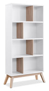 Bremen 32.75\" Bookcase With 4 Staggered Shelves - White and Light Brown 