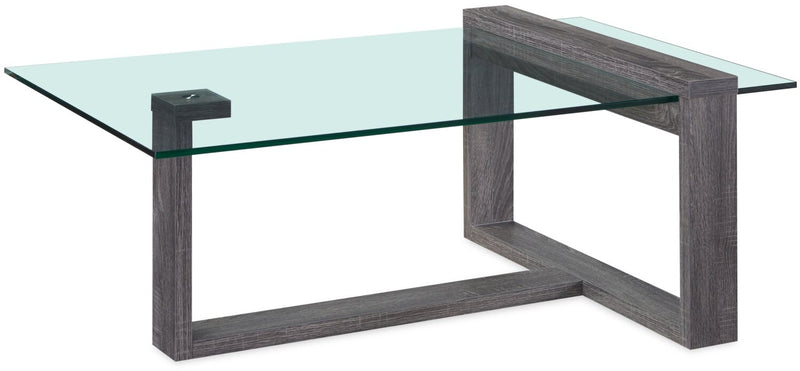 California 47.25\" Modern Glass Top Coffee Table - Distressed Grey 
