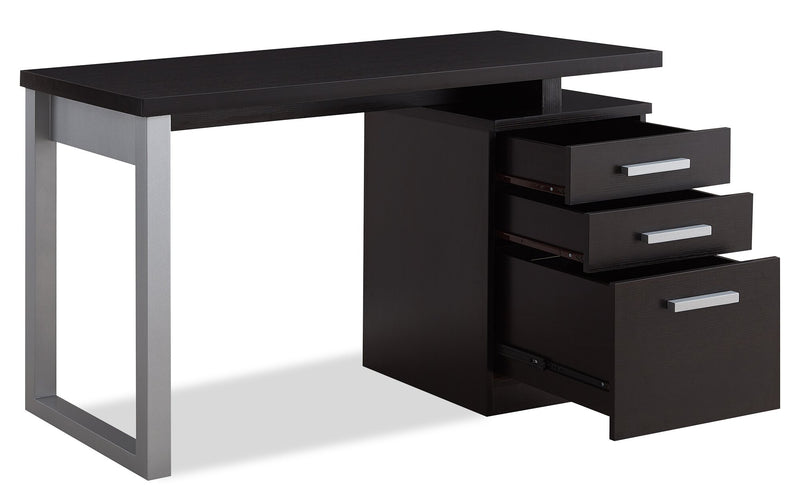 Oscar 47\" Reversible Office Desk with Storage - Espresso