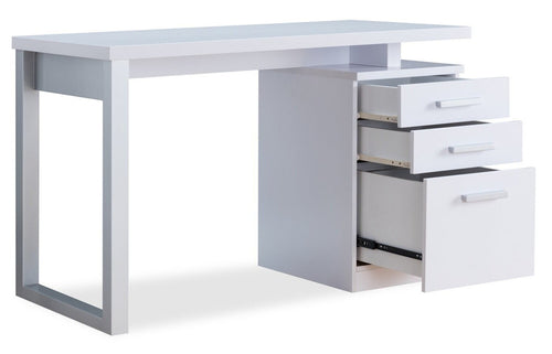 Oscar 47" Reversible Office Desk with 3-Drawers - White