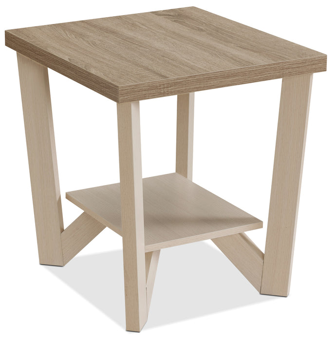 Arika 47.5\" Modern 3-Pack Coffee + 2 End Tables with Shelf - Ivory 