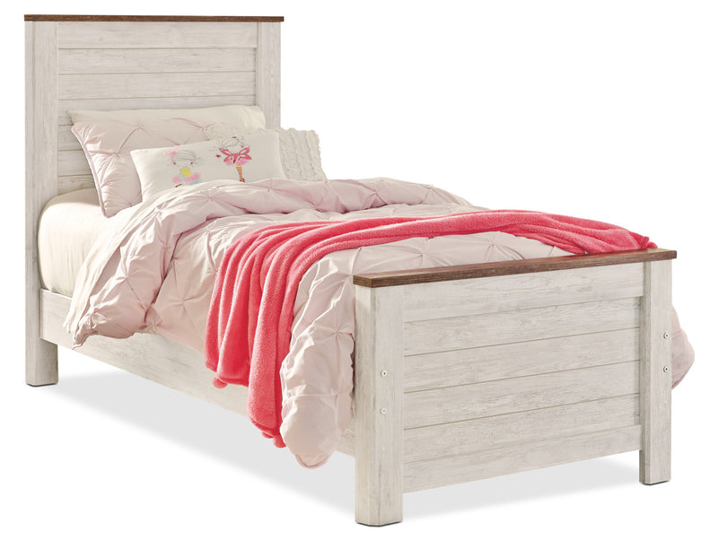 Willowton 5pc Bedroom Set with Bed, Dresser & Mirror for Kids, Whitewash - Twin Size