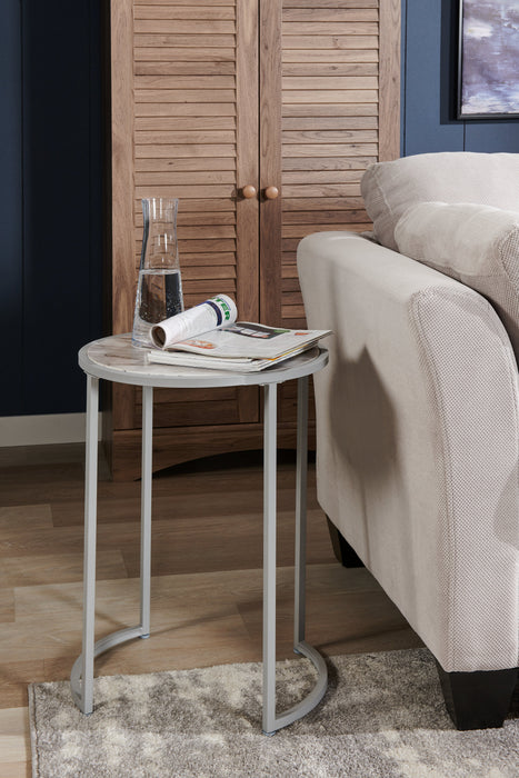 Jacki 18.25\" Chairside Table - White Marble-Look