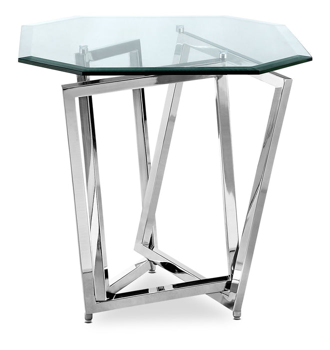 Konstanz 24\" Glam Octagon Glass Top End Table - Silver with Metal Base