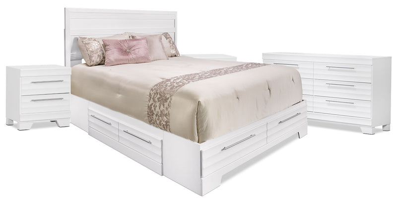Olivia 6-Piece Full Storage Bedroom Package with 2 Nightstands – White
