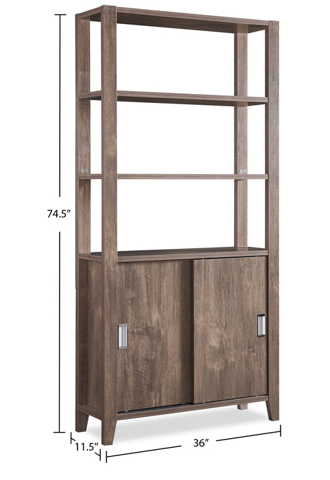 Jude 36\" 3-Shelf Bookcase with Cabinet- Hazelnut