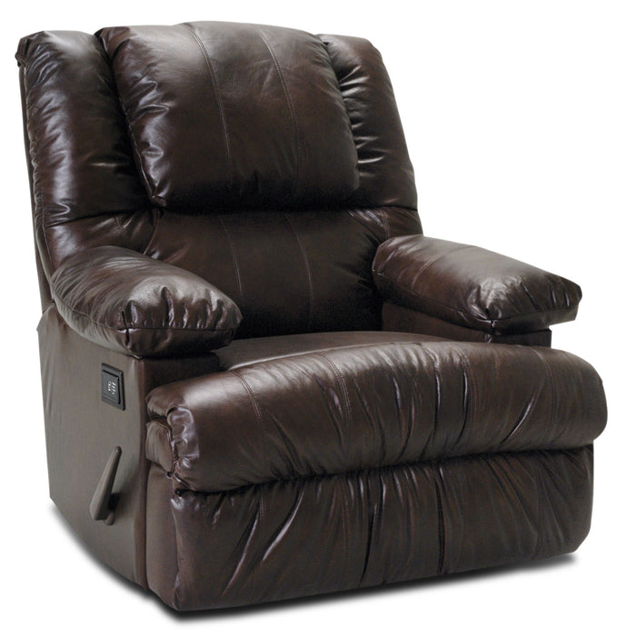 Recliner 5598 Genuine Leather Massage Recliner with Storage Arms - Chocolate