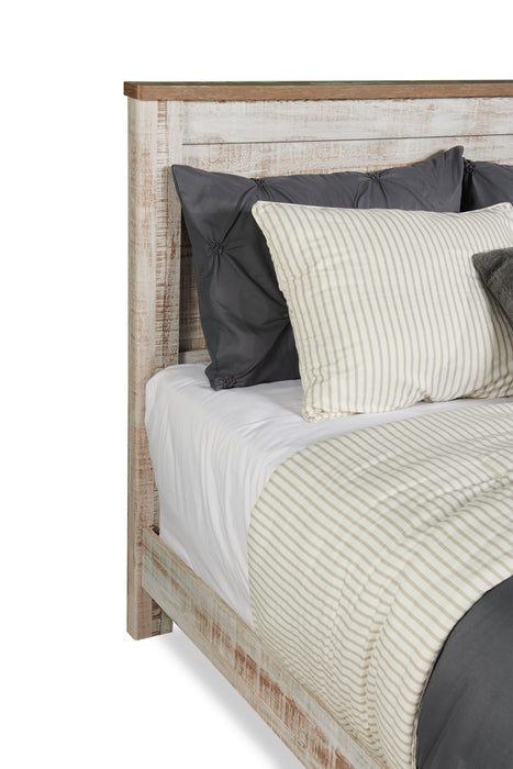 Kaia Panel Bed, Whitewash - King Size