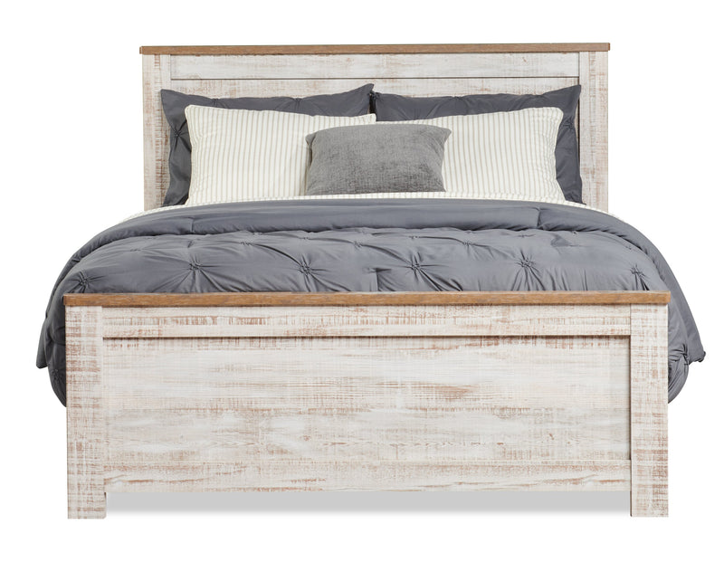 Kaia Panel Bed, Whitewash - Queen Size