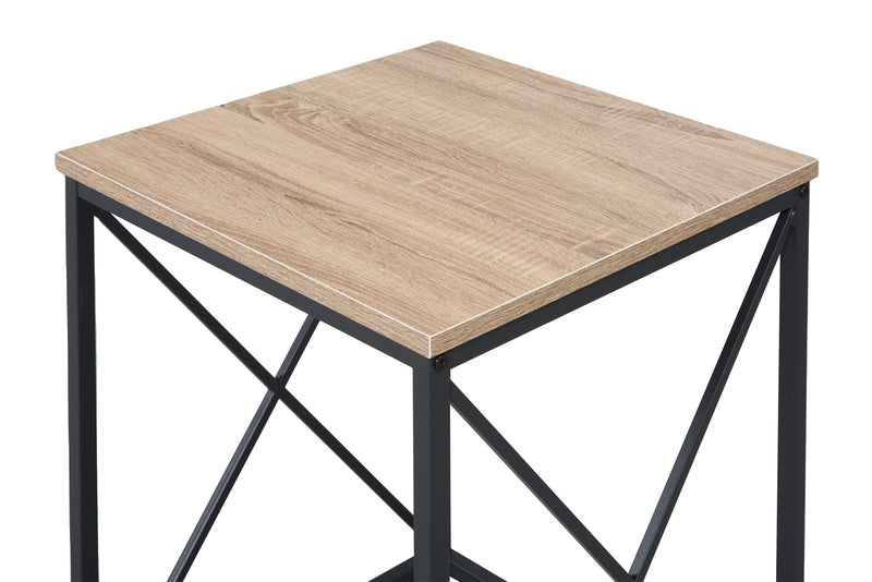 Kasey 42.25\" Modern 3-Pack Coffee + 2 End Tables - Dark Taupe with Black Metal Base