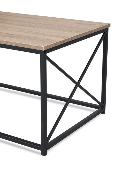 Kasey 42.25\" Modern 3-Pack Coffee + 2 End Tables - Dark Taupe with Black Metal Base
