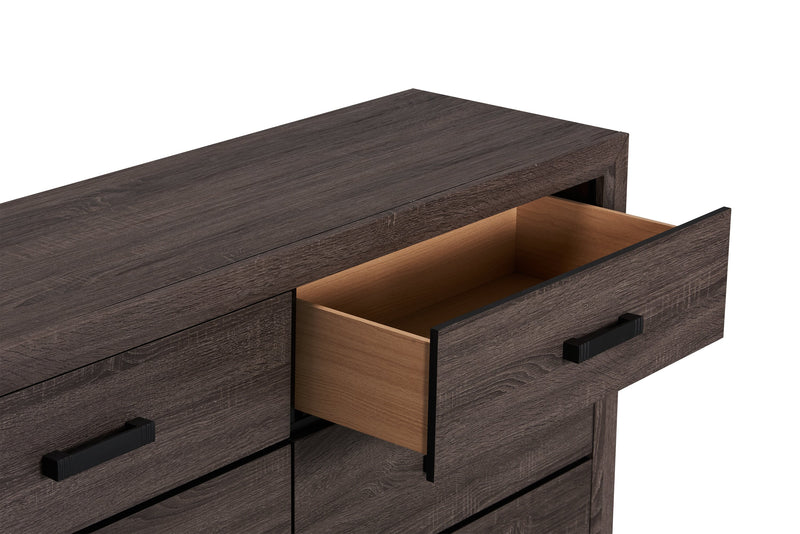 Kate 5pc Bedroom Set with Bed, Dresser & Mirror, Grey/Brown - King Size