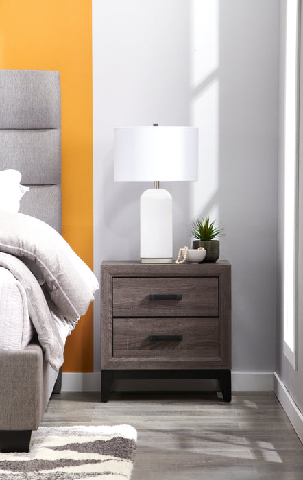 Kate Bedside 2-Drawer Nightstand, 23.6\"W x 24.8\"H - Grey/Brown
