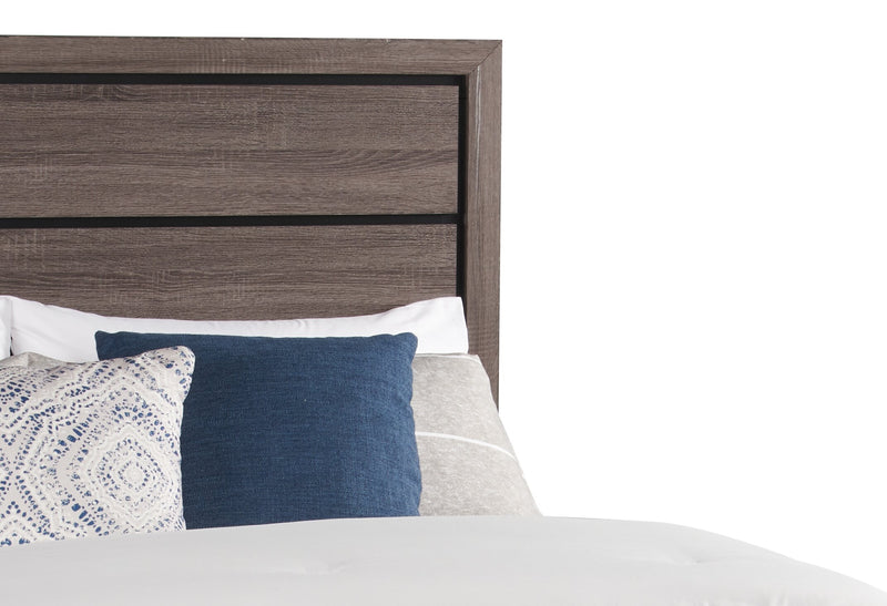 Kate 6pc Bedroom Set with Bed, Dresser, Mirror & Nightstand, Grey/Brown - Queen Size