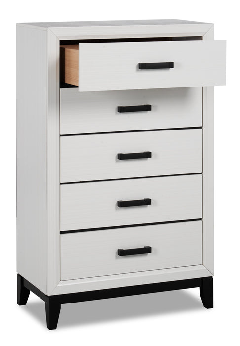 Kate Bedroom Chest of Drawers, 5-Drawer, 31.1\"W x 50.4\"H - White