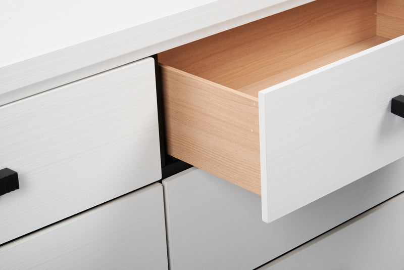 Kate 6pc Bedroom Set with Bed, Dresser, Mirror & Nightstand, White - King Size