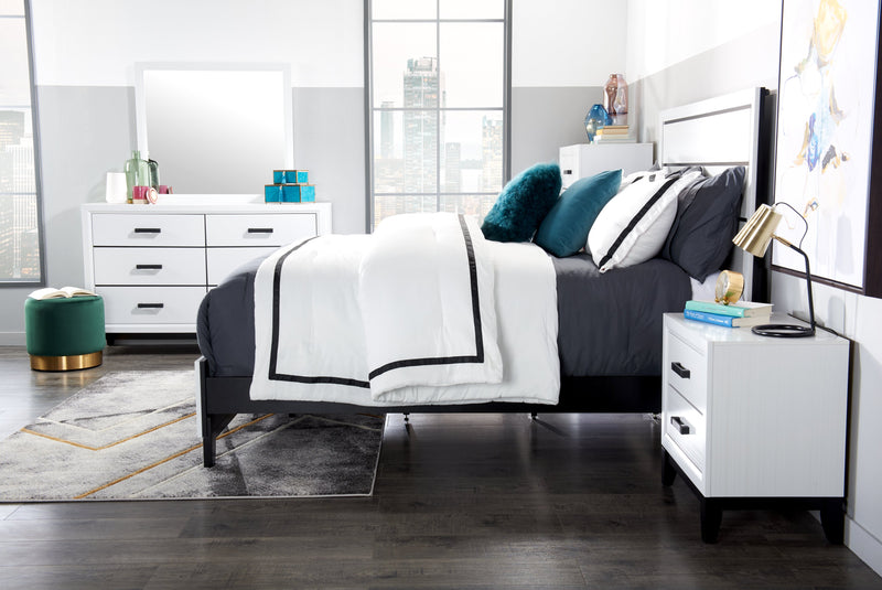 Kate 5pc Bedroom Set with Bed, Dresser & Mirror, White - Queen Size