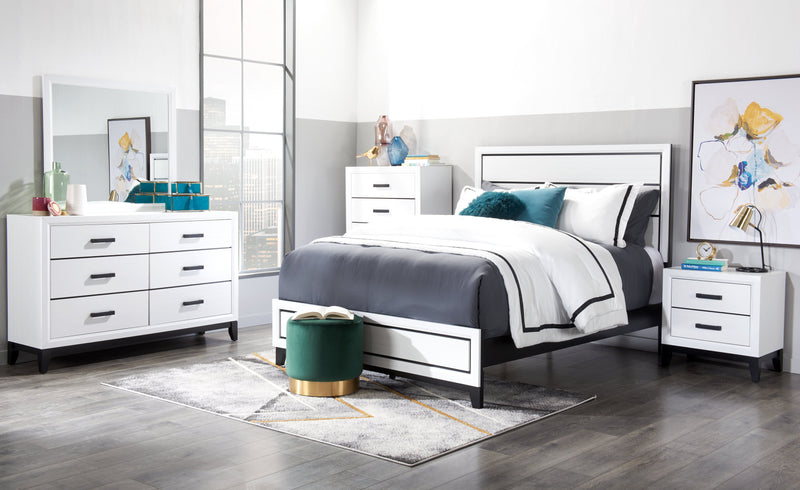 Kate 6pc Bedroom Set with Bed, Dresser, Mirror & Nightstand, White - King Size